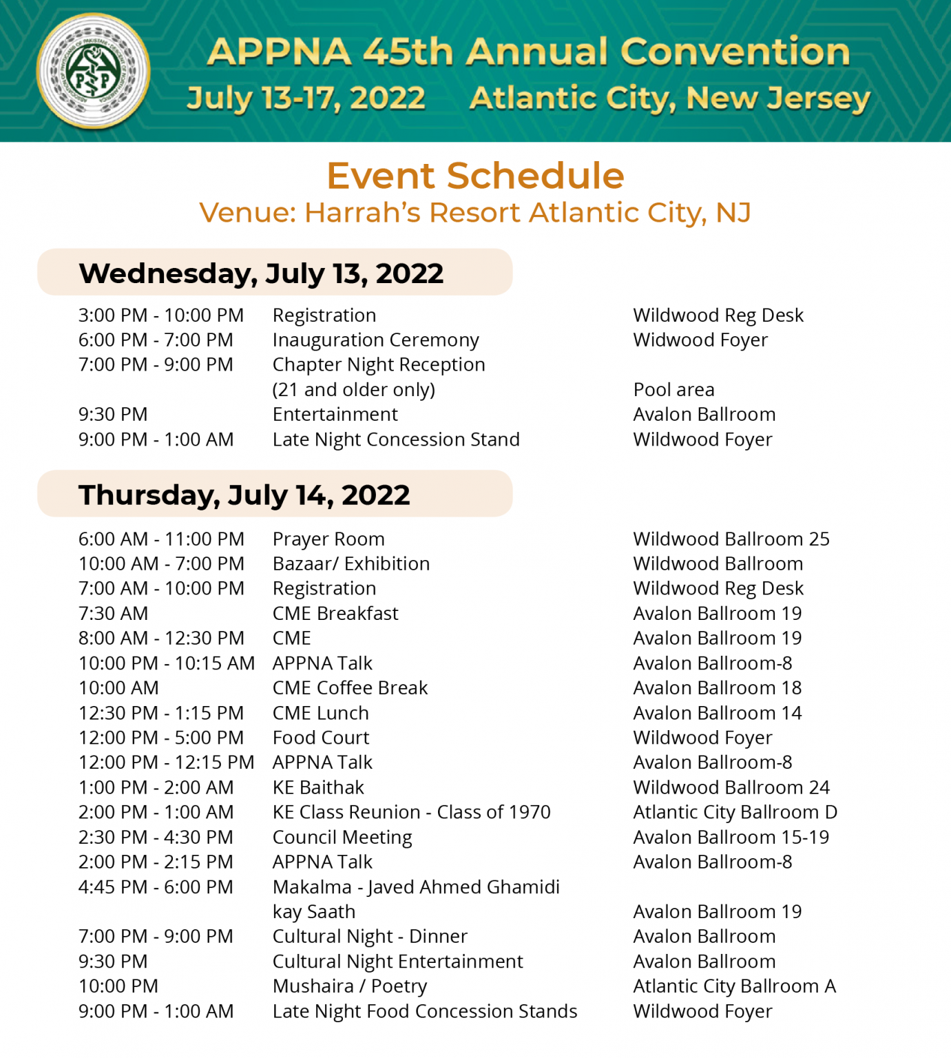 APPNA 45th Annual Summer Convention 2022 APPNA