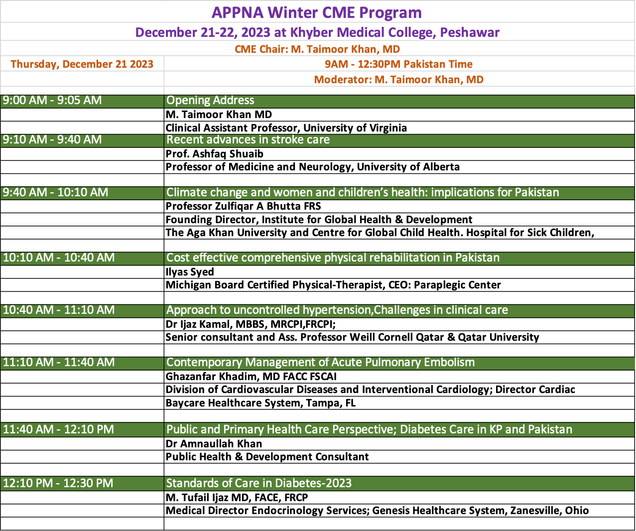 APPNA Winter Meeting 2023 Pakistan APPNA